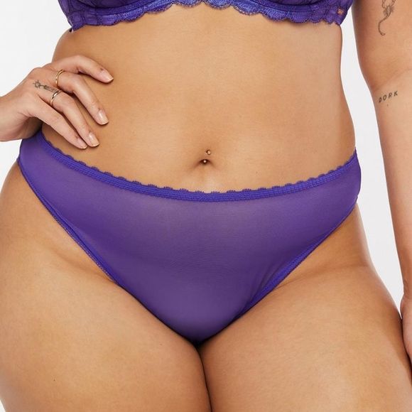 Savage X Fenty Other - Savage X Fenty Mesh Crotchless High-Leg Bikini Taboo Blue 2X
